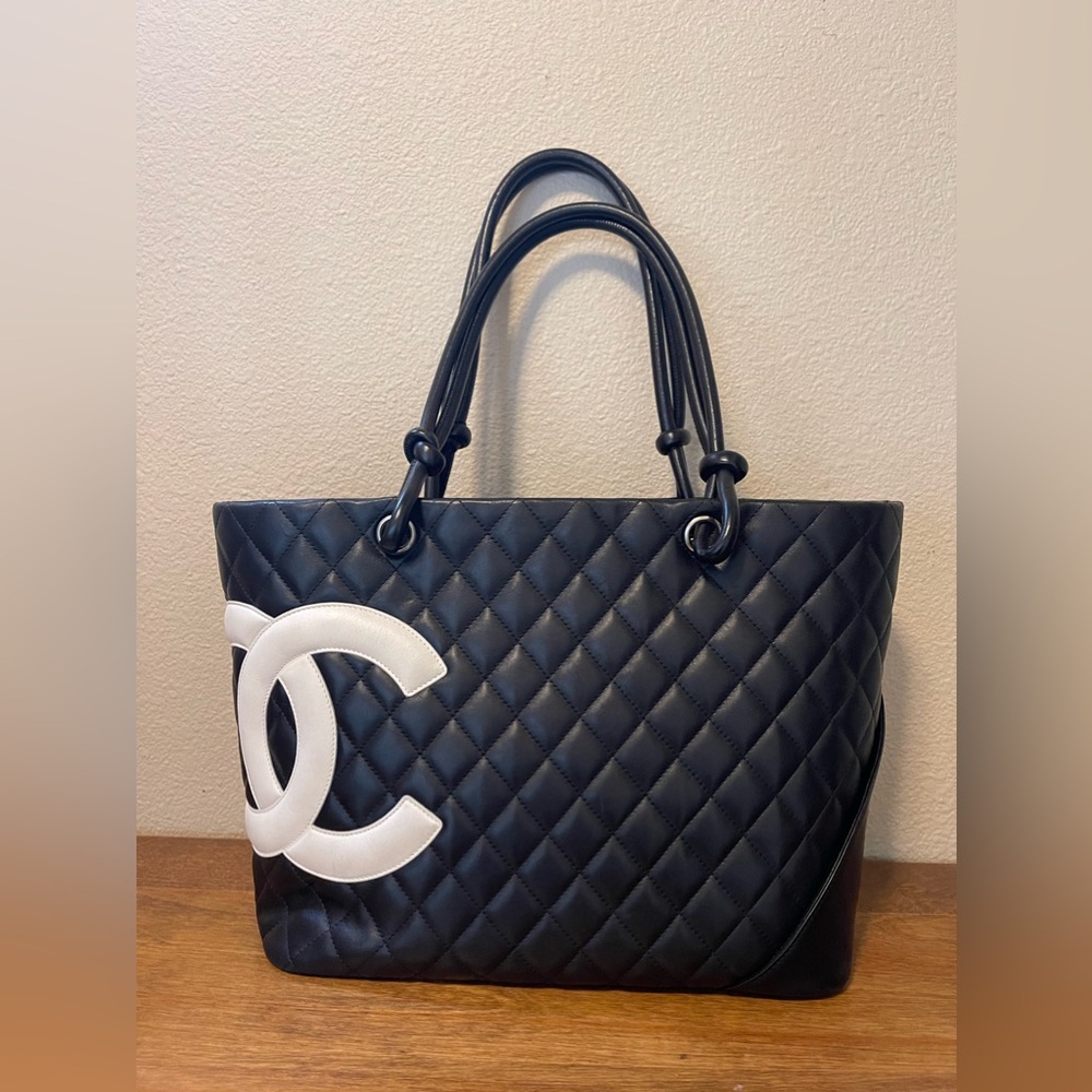 Chanel Cambon Tote - Large - Black with white Chanel logo